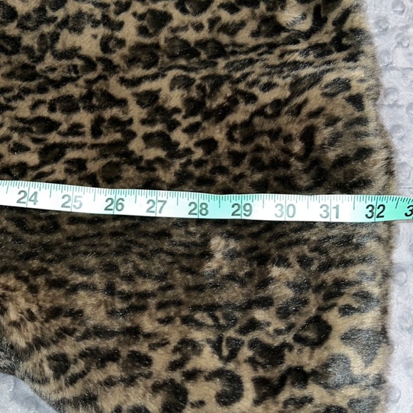 Free People large About Town Hooded faux fur leopard print coat jacket flaws - Picture 7 of 16